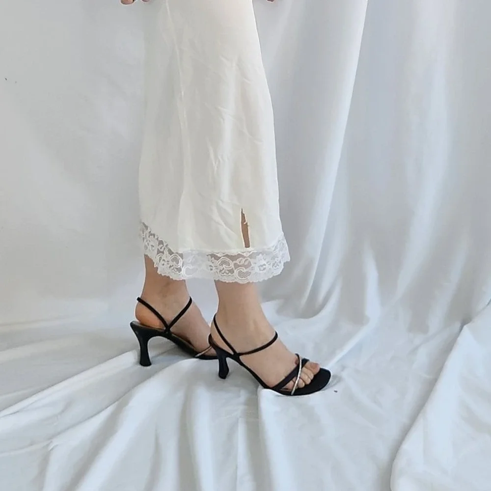 80s/90s White‎ Nylon Maxi Slip - Picture 4 of 6